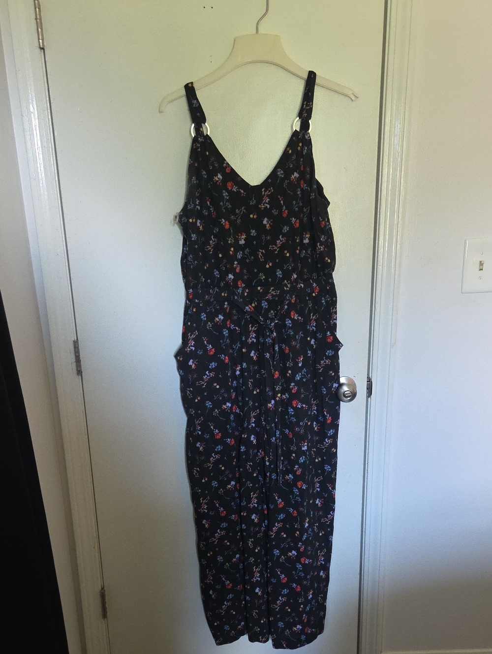 No Boundaries Black Floral Maxi Dress with Red and Blue Blooms